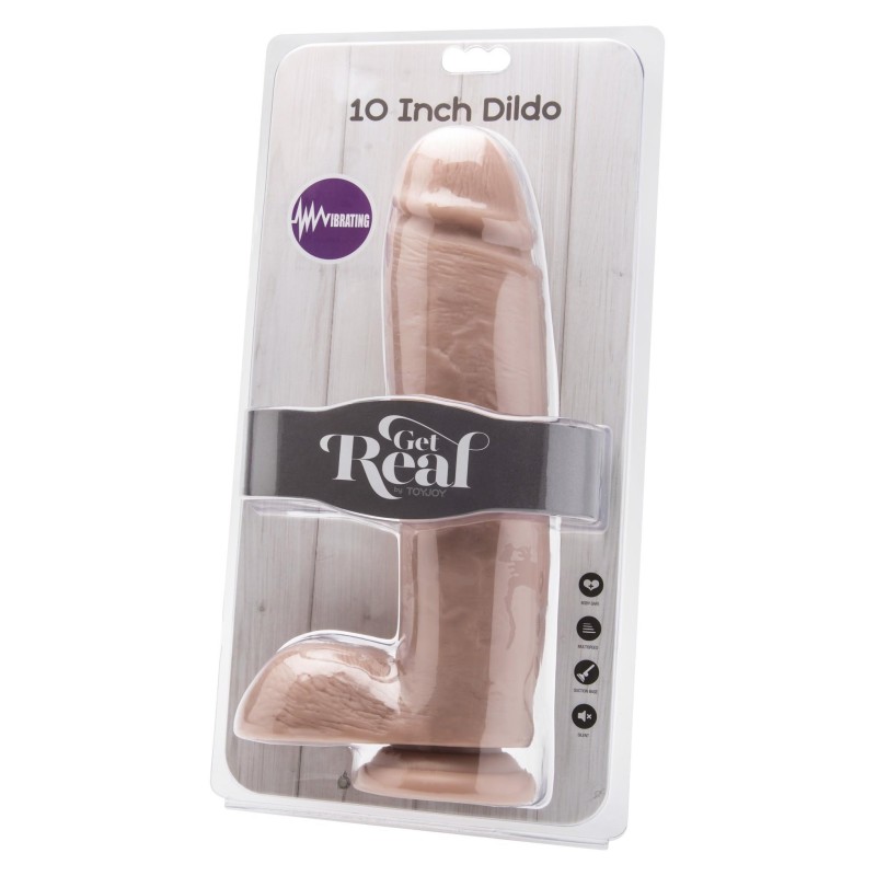 Dildo-cock 10 inch w/ balls flesh vibr.